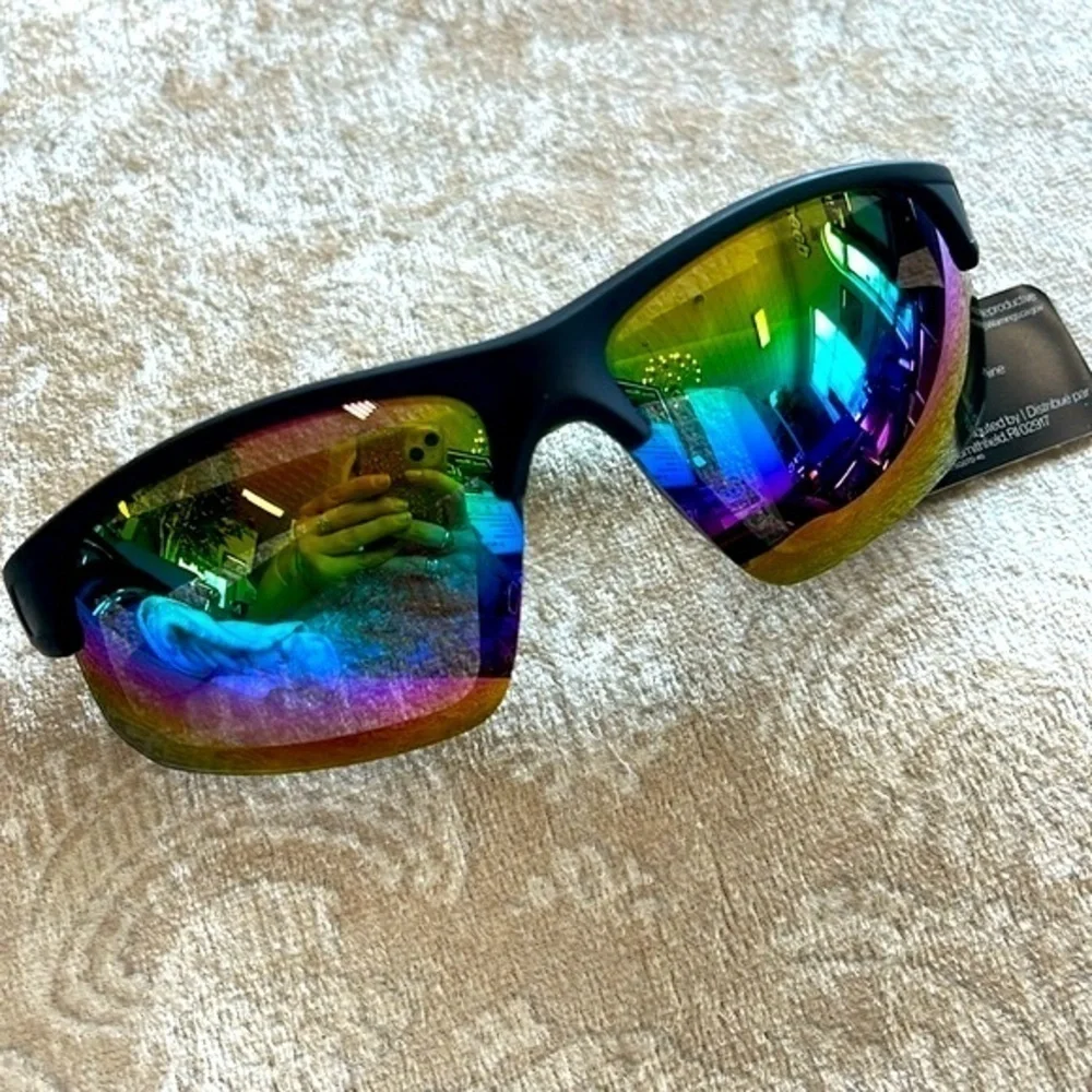 Brand New Rawlings Black Half-Rim Rectangle Shield Sport Wrap Mirror Sunglasses
